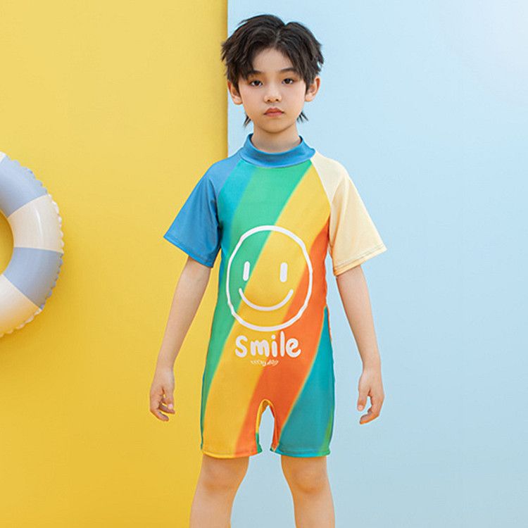 European and American cartoon children's swimsuits,cute boys and girls' swimsuits,one-piece baby quick drying swimsuits for small and medium-sized children,short sleeved dinosaur seahorse unicorn,soft