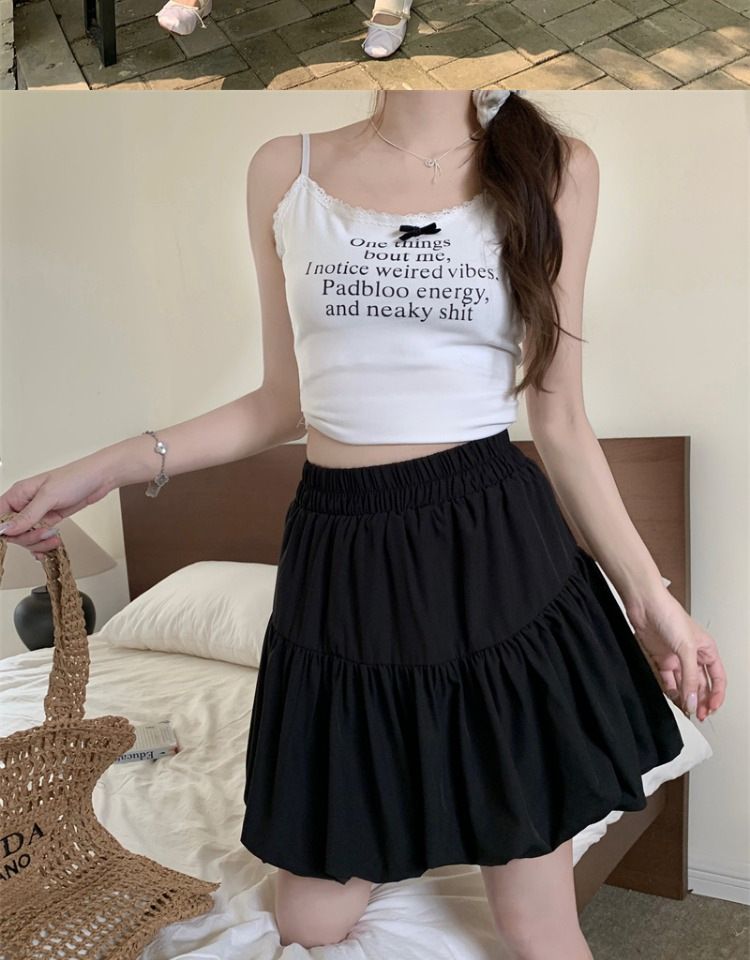 New plus size slim fit and slimming skirt for women,gentle high waisted A-line cake skirt for spring summer,pear shaped white skirt,solid color lantern skirt,soft comfortable fabric,simple versatile