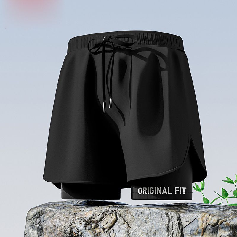 New adult flat angle double-layer swimming trunks,men's five quarter pants,anti awkward hot selling professional beach adult swimming equipment,drawstring printing,high elasticity fabric,soft