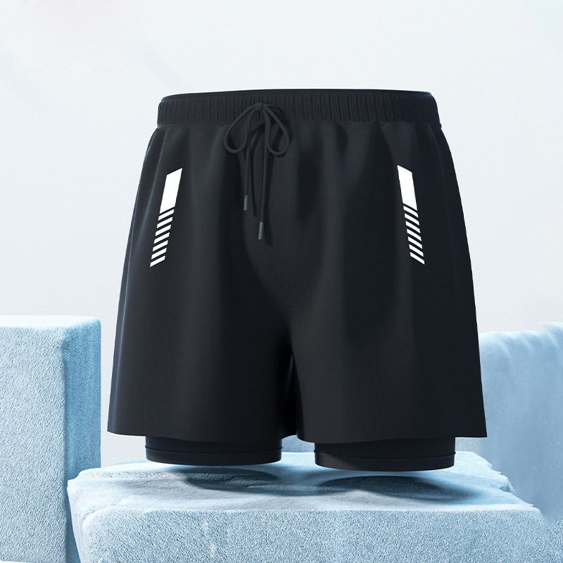 New adult flat angle double-layer swimming trunks,men's five quarter pants,anti awkward hot selling professional beach adult swimming equipment,drawstring printing,high elasticity fabric,soft