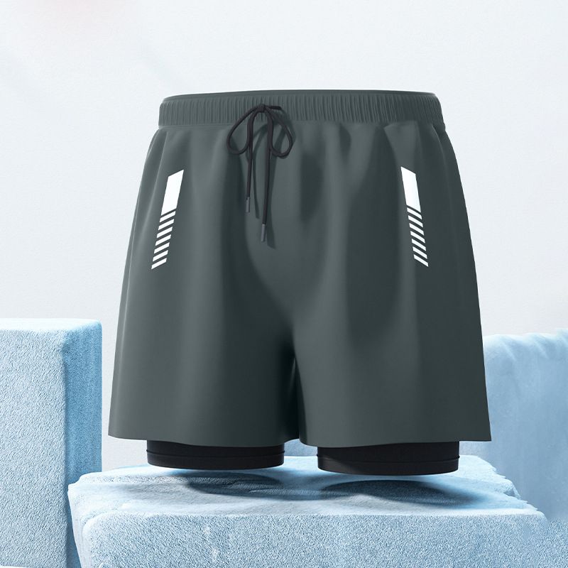 New adult flat angle double-layer swimming trunks,men's five quarter pants,anti awkward hot selling professional beach adult swimming equipment,drawstring printing,high elasticity fabric,soft