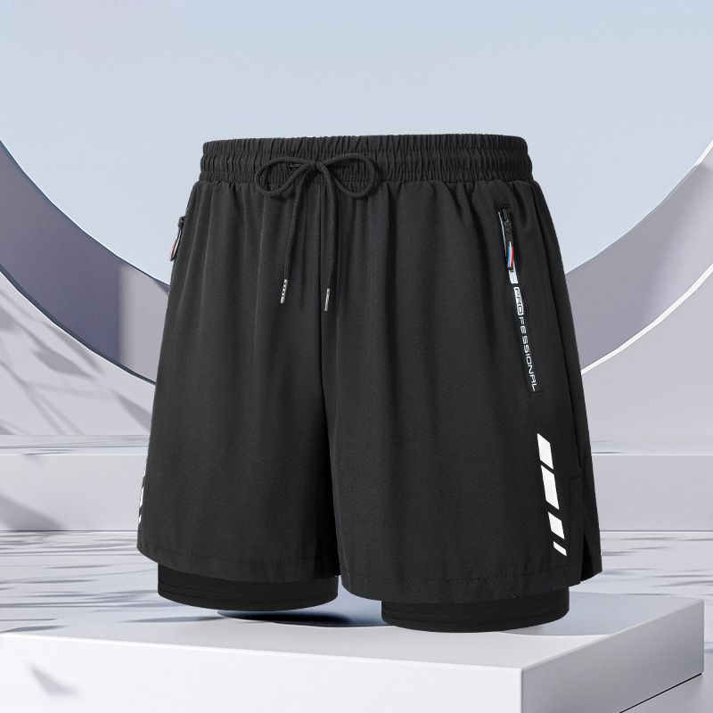 New adult flat angle double-layer swimming trunks,men's five quarter pants,anti awkward hot selling professional beach adult swimming equipment,drawstring printing,high elasticity fabric,soft