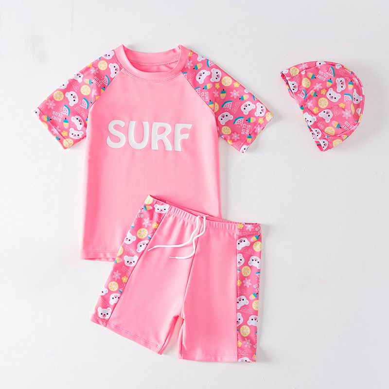 2025 New Children's Swimsuit, Boys and Girls' Split Quick Drying Professional Swimsuit, Girls' Swimsuit Set, Drawstring Pants, Sunscreen Cartoon Split Swimsuit, Soft and Comfortable Fabric