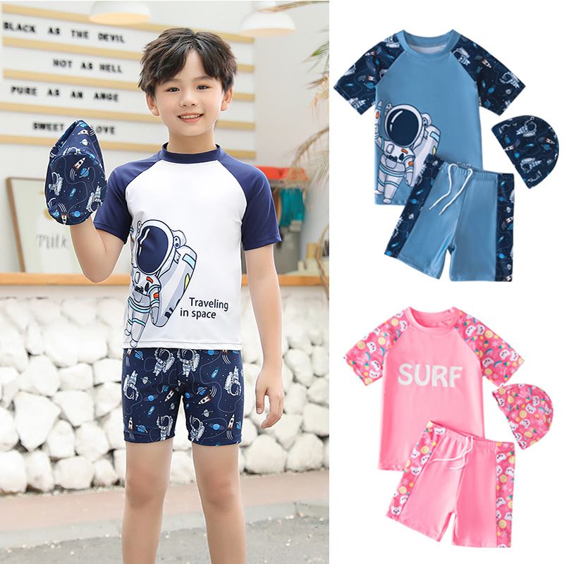 2025 New Children's Swimsuit, Boys and Girls' Split Quick Drying Professional Swimsuit, Girls' Swimsuit Set, Drawstring Pants, Sunscreen Cartoon Split Swimsuit, Soft and Comfortable Fabric