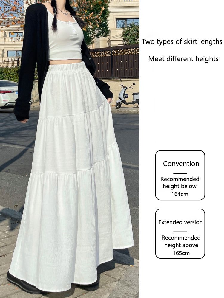 Hot selling texture ice silk pleated skirt for women, spring and summer new spliced cake skirt, fashionable drape covering crotch mid length skirt, layered beautiful skirt, comfortable and eye-catchin