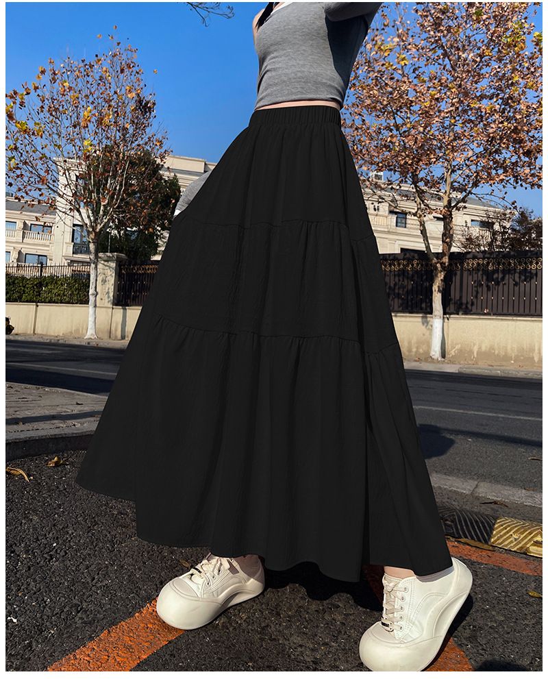 Hot selling texture ice silk pleated skirt for women, spring and summer new spliced cake skirt, fashionable drape covering crotch mid length skirt, layered beautiful skirt, comfortable and eye-catchin