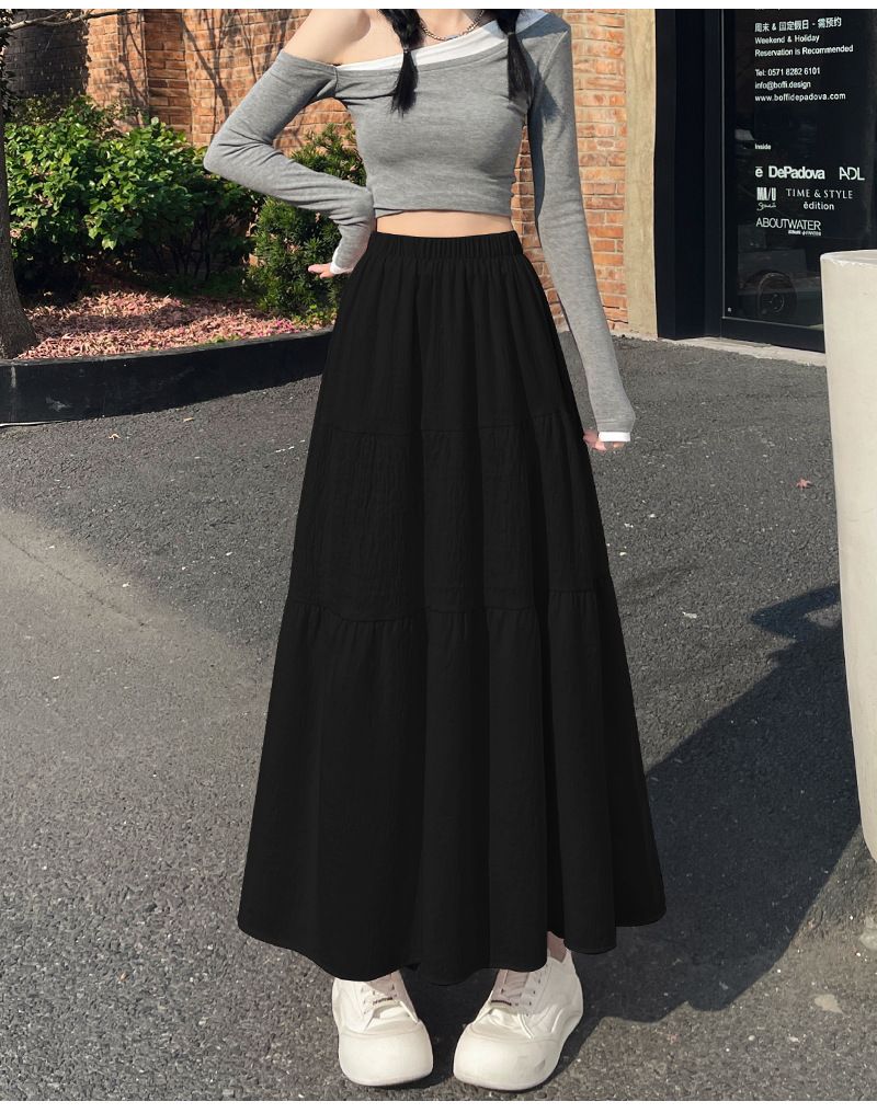 Hot selling texture ice silk pleated skirt for women, spring and summer new spliced cake skirt, fashionable drape covering crotch mid length skirt, layered beautiful skirt, comfortable and eye-catchin
