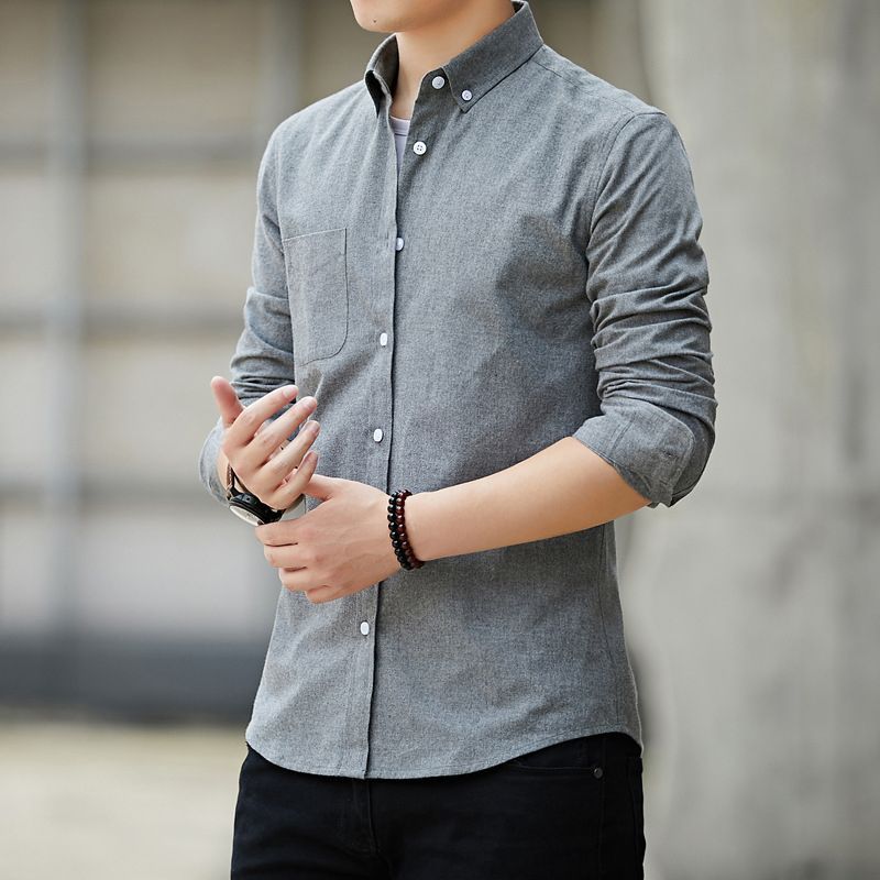 2025 new men's long sleeved shirt, casual T-shirt, slim fit Korean color top, simple white shirt, comfortable and breathable, suitable for business and leisure scenes, exquisite choice for African men