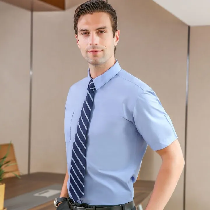 2025 summer short sleeved shirt, business men's white shirt, plus size workwear half sleeved T-shirt, moisture absorbing and breathable, new business trend, the quality choice of African workplace