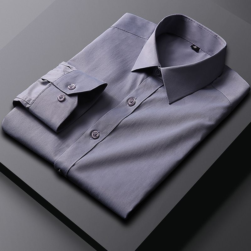 2025 Spring Summer Men's White Shirt,Long Sleeve Square Neck,Light Luxury Casual Business T-shirt,High Grade Professional Dress,Versatile White Long-Sleeve Shirt for African Life,Ideal for Daily Wear