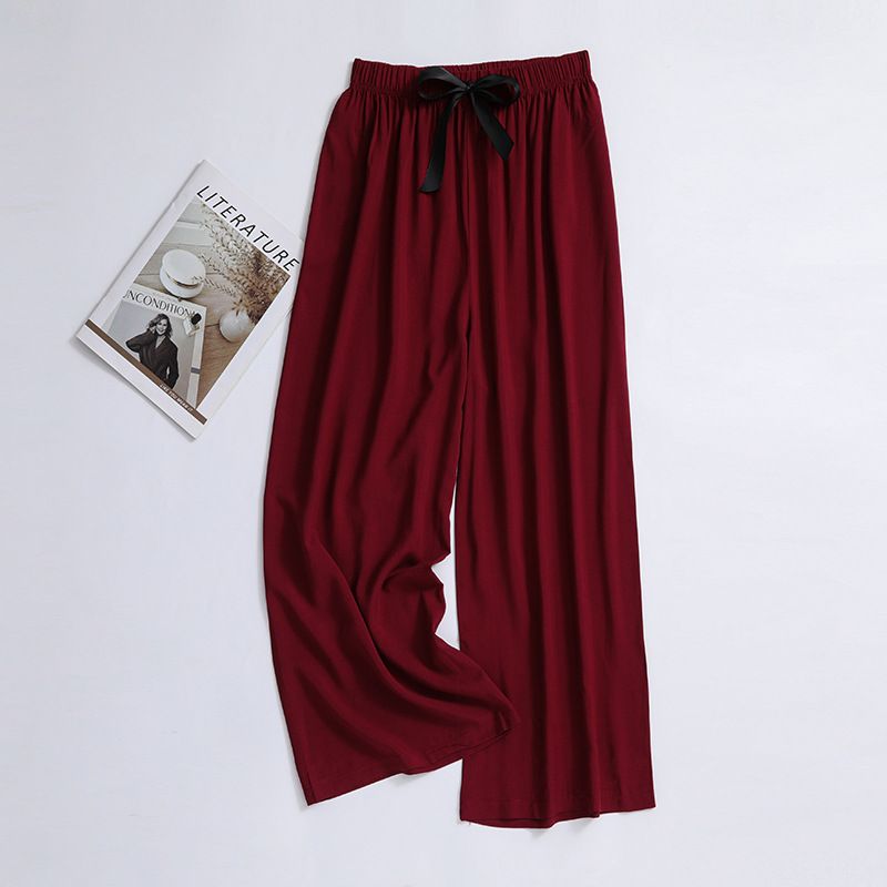 New cotton silk sleeping pants, women's plus size artificial cotton beach pants, can be worn as home cartoon casual floral pants, loose elastic pants, comfortable and breathable, versatile