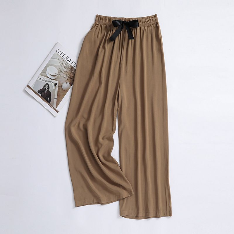 New cotton silk sleeping pants, women's plus size artificial cotton beach pants, can be worn as home cartoon casual floral pants, loose elastic pants, comfortable and breathable, versatile