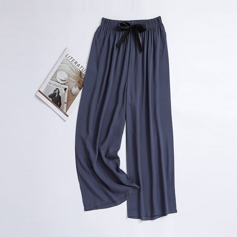 New cotton silk sleeping pants, women's plus size artificial cotton beach pants, can be worn as home cartoon casual floral pants, loose elastic pants, comfortable and breathable, versatile