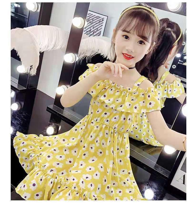 2025 new girls' dress, hot selling medium to large children's floral dress, cherry print off shoulder princess dress, cute and explosive 👗， Sweet cherry floral camisole dress, super eye-catching ✨
