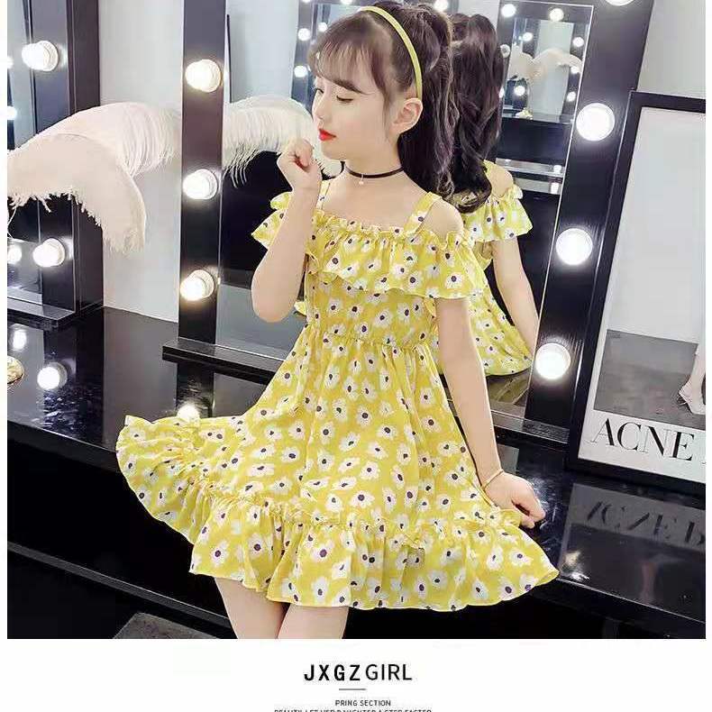 2025 new girls' dress, hot selling medium to large children's floral dress, cherry print off shoulder princess dress, cute and explosive 👗， Sweet cherry floral camisole dress, super eye-catching ✨