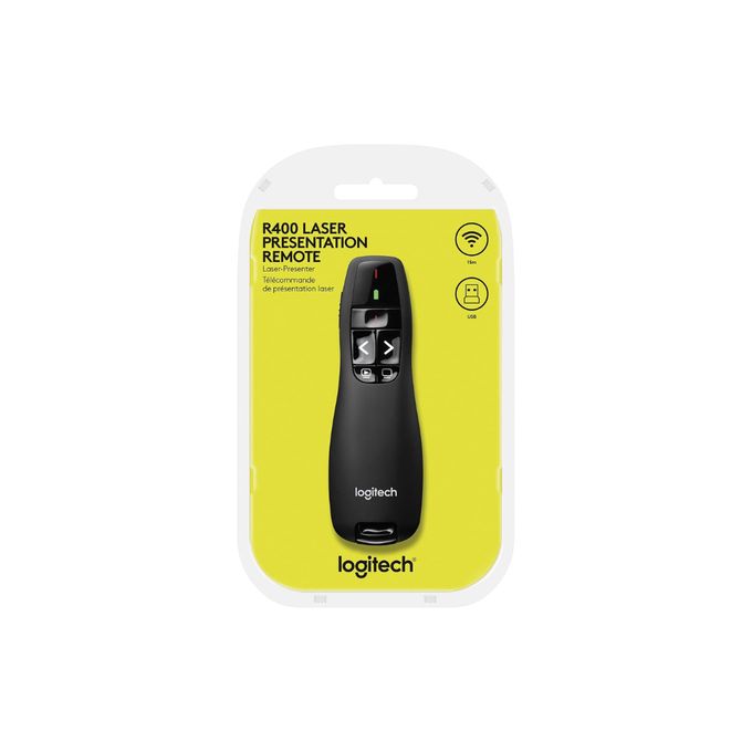 Logitech Wireless Presenter R400, Wireless Presentation Remote Clicker with 50 ft Red Laser Pointer