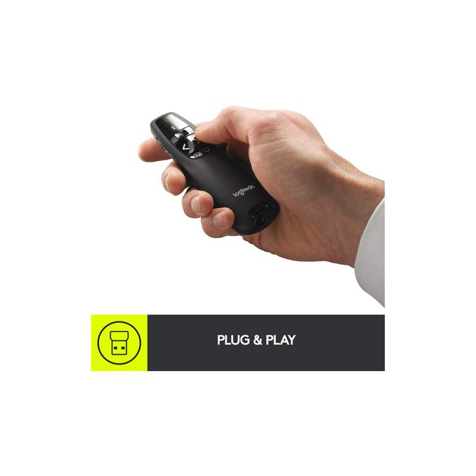 Logitech Wireless Presenter R400, Wireless Presentation Remote Clicker with 50 ft Red Laser Pointer