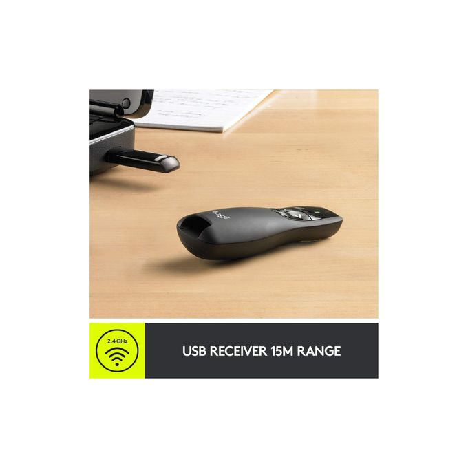 Logitech Wireless Presenter R400, Wireless Presentation Remote Clicker with 50 ft Red Laser Pointer
