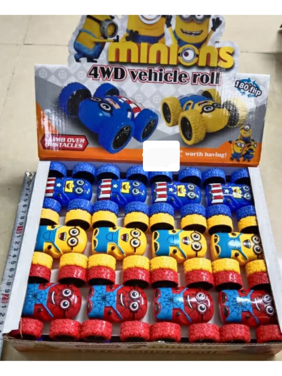 2pcs Minions 4WD vehicle roll. Made of premium durable eco-friendly ABS plastic. With light weight material composition, it's easy to use and transport. Great painting to match a theme of play.