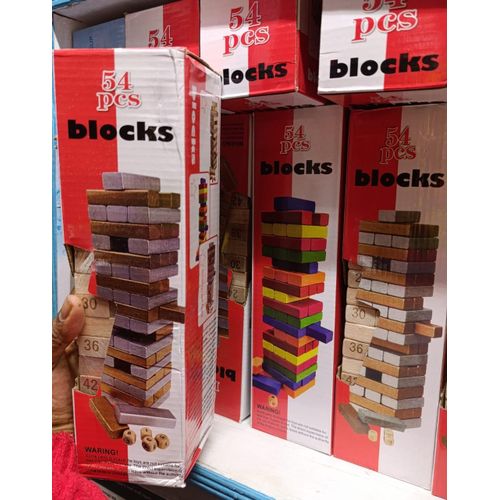 🎀🎊54pcs Jenga Blocks Coloured Wooden Blocks Toys Family Fun Game🎀