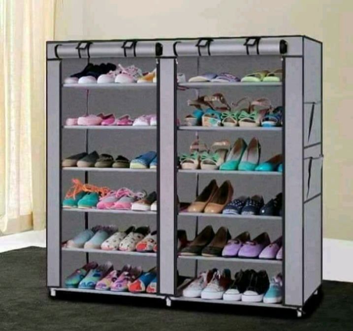 2Column Shoe Rack with Canvas Cover Shoe Organizer Shoe Wardrobe