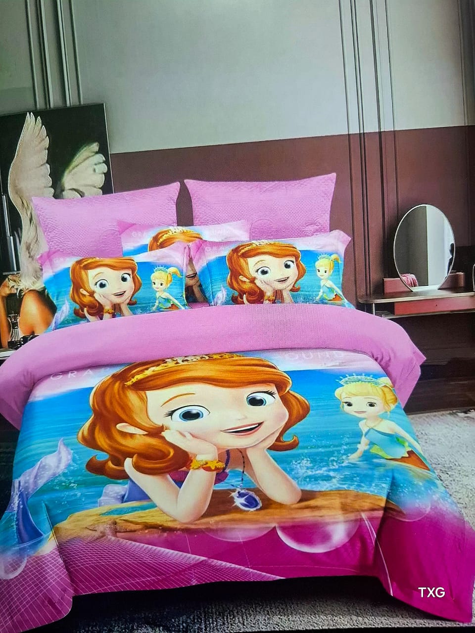 Kids Duvet Set Cartoon Themed Duvet Set 1 Duvet 1Bedsheet 2Pillowcases 4*6ft