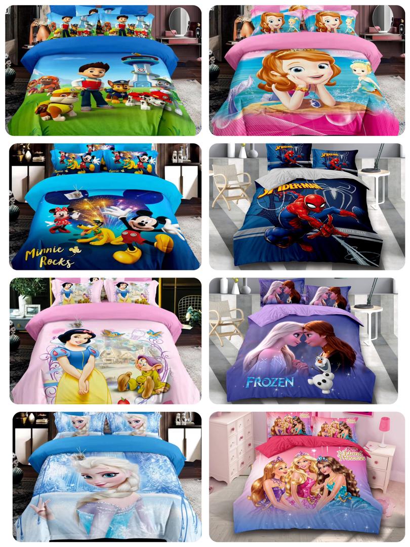 Kids Duvet Set Cartoon Themed Duvet Set 1 Duvet 1Bedsheet 2Pillowcases 4*6ft
