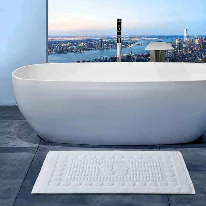 Premium White Door Mats Absorbent Cotton Bathroom Door Mats 1Pc