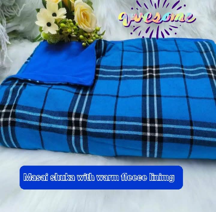 Masai Shuka with Heavy Warm Fleece Lining Premium Masai Blanket 150*200cm