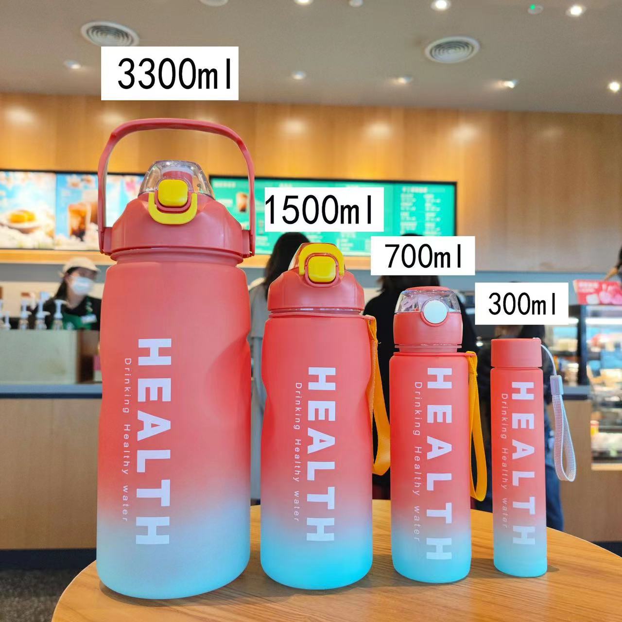 Health Water Bottle Set 4Pcs 3.3L 1.5L 700ML 300ML