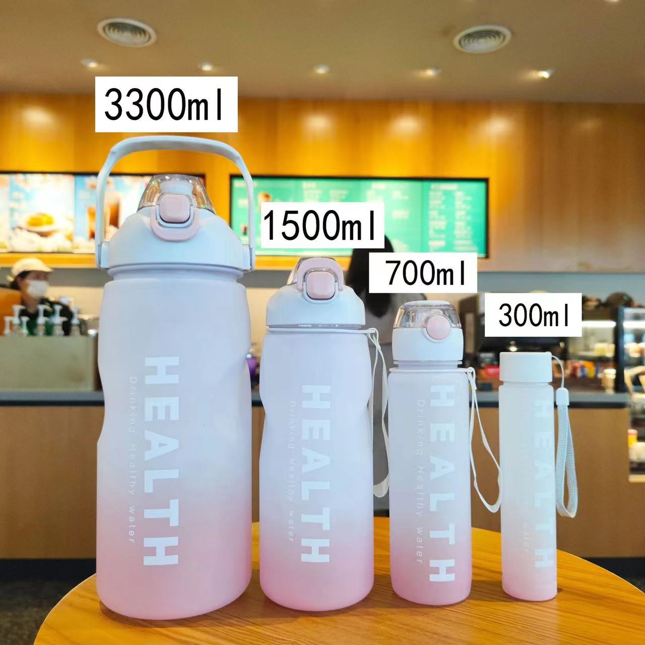 Health Water Bottle Set 4Pcs 3.3L 1.5L 700ML 300ML