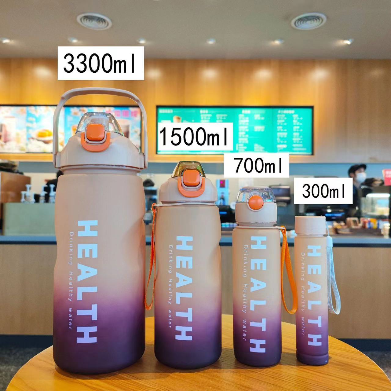 Health Water Bottle Set 4Pcs 3.3L 1.5L 700ML 300ML