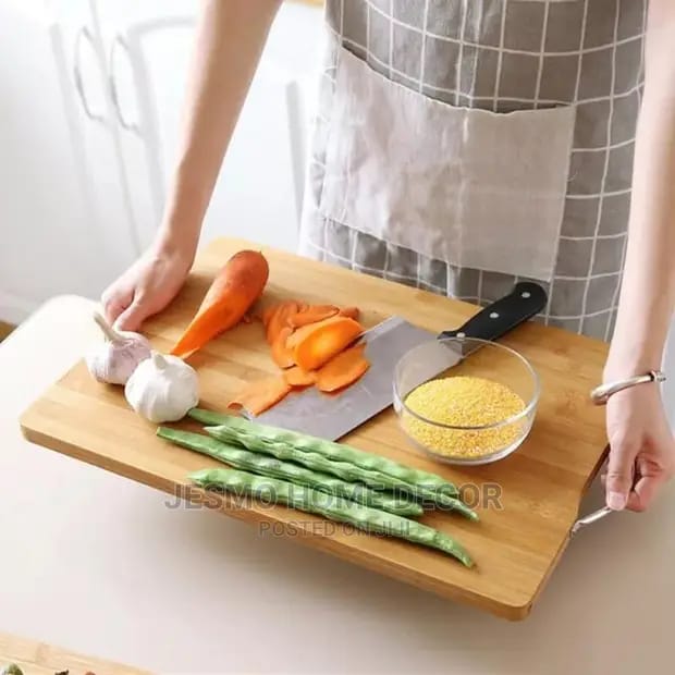 Heavy Duty Bamboo Cutting Board with Handle for Food Prep Meat and Vegetables