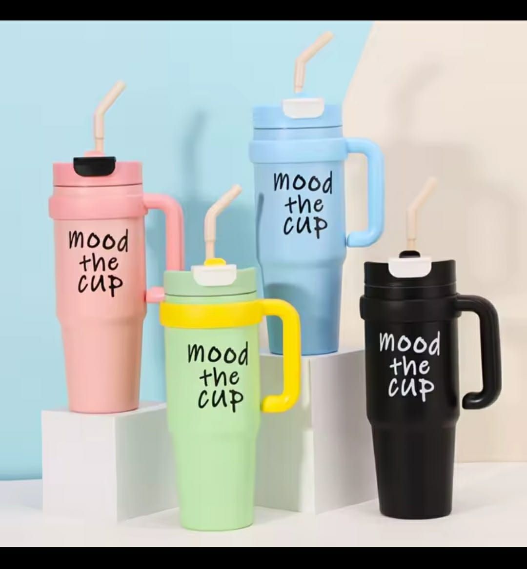 Stanley Mug Insulated Thermo Cup Hot or Cold Water Tea Vacuum Cup Mug with metallic straw 1200ml