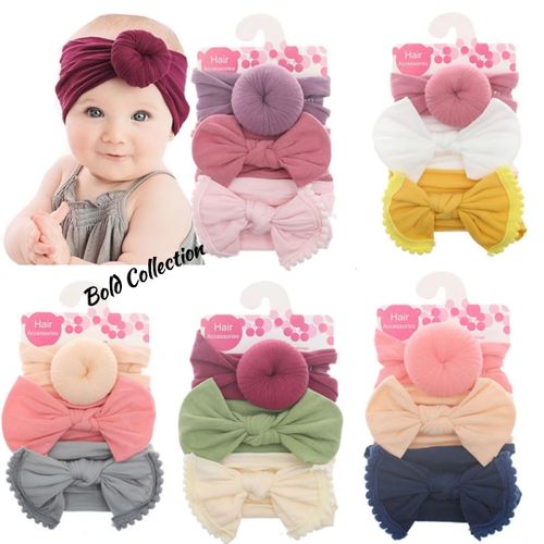 3PCs Most Beautiful Turban Baby Girls Headband