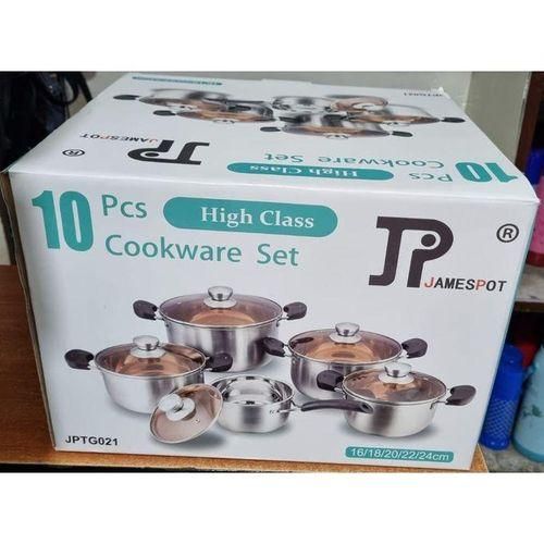 💫🤩COOK TO PERFECTION🔅JP 10pcs Premium quality Stainless Steel Cookware Sets Pot Sufuria with Glass Lids.Heavy duty Supports induction cooking Non-stick Easy to maintain and clean Can be used on an