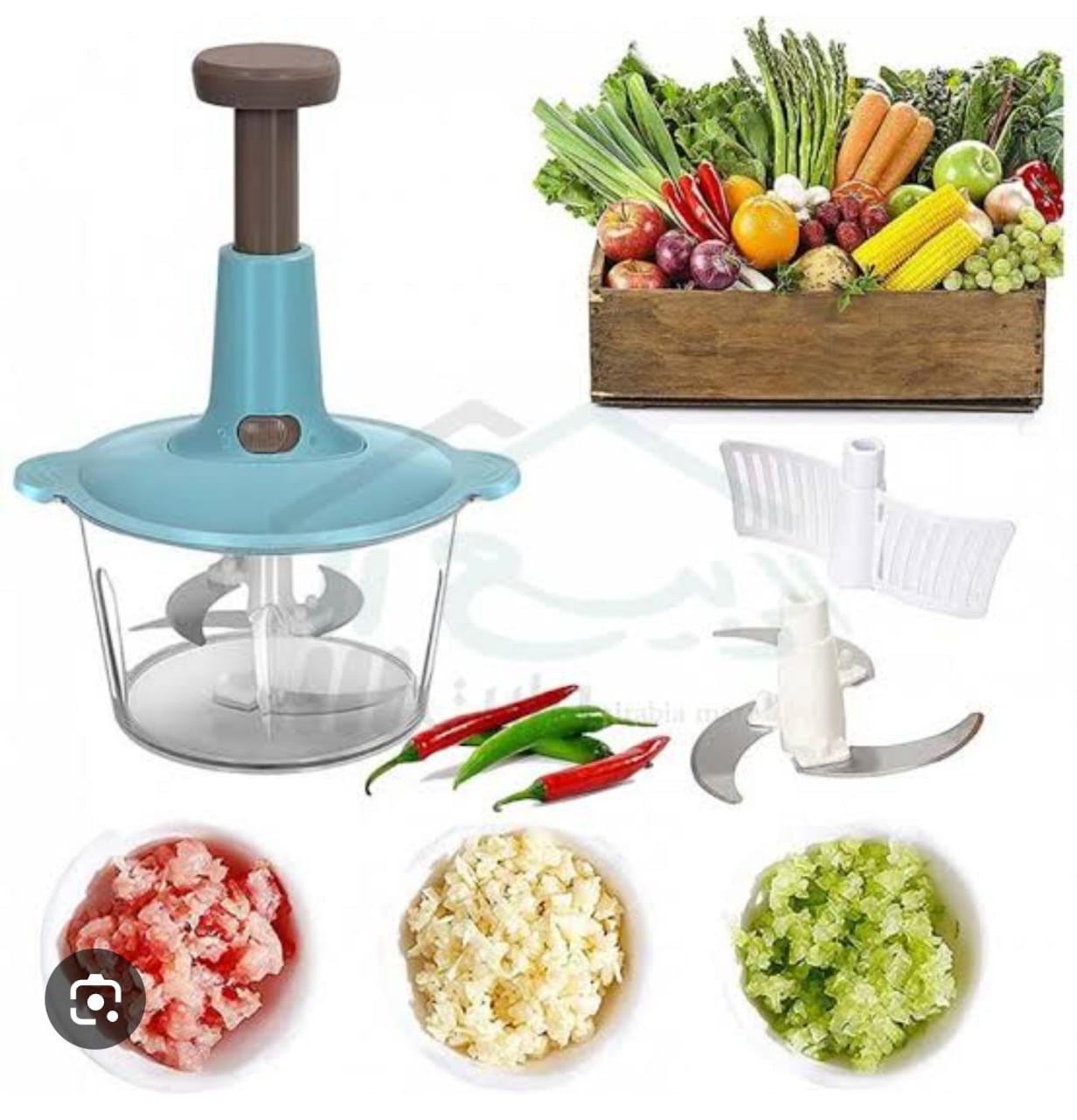 🎇Manual Food Chopper, Speedy Chopper With 3 Curved Stainless Steel Blades, Handheld Vegetable Chopper/Mincer/Mixer/Blender To Chop Fruits Onions/Nuts/Ginger/Herbs/Garlics🤩APPROPRIATE SIZE FOR PERFEC