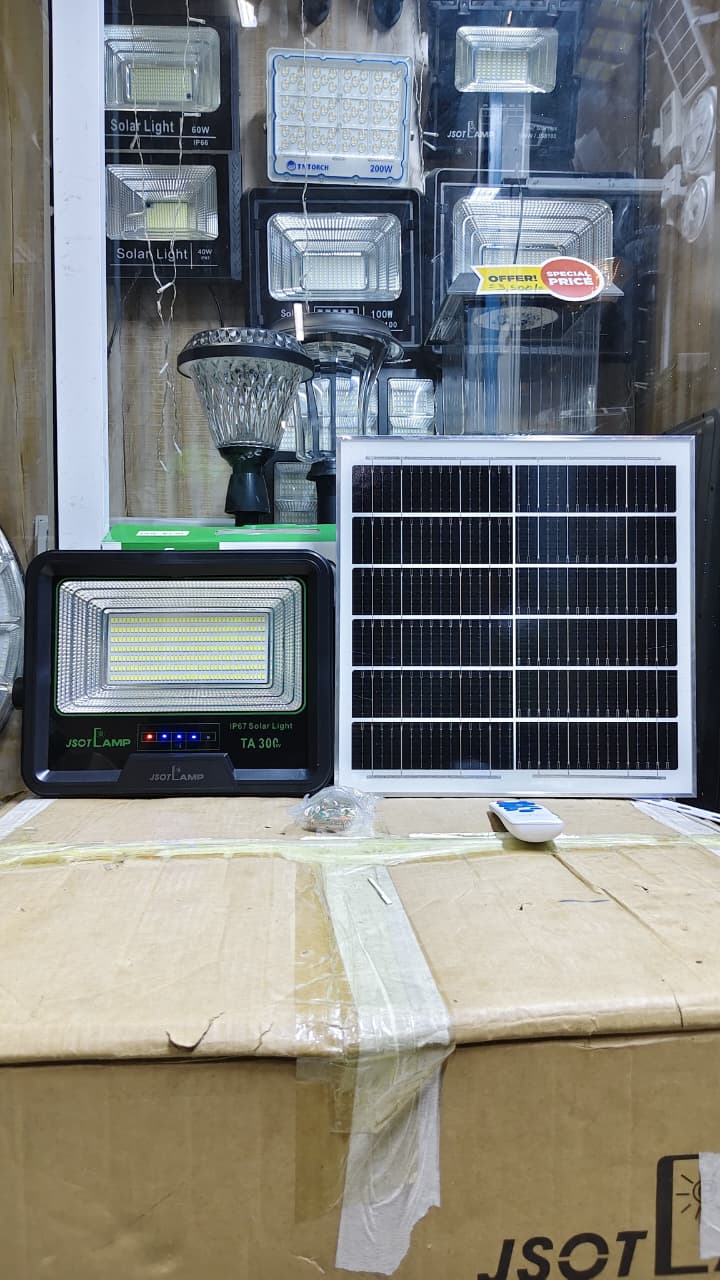 Long-lasting lithium battery🎇🎇300Watt TA Solar Floodlight🎇high-efficiency solar panel, and automatic dusk to dawn lighting. No wiring needed – easy to install and eco-friendly. Perfect for compound