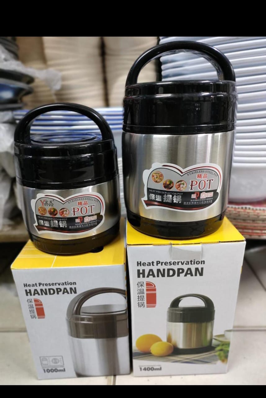 1 PC Stainless Steel Handpan Lunch Box,1400ml.Insulated Food Flask - Double wall vacuum insulation technology keeps your healthy, homemade delicious lunches, soups and snacks hot for up to 12 hours or