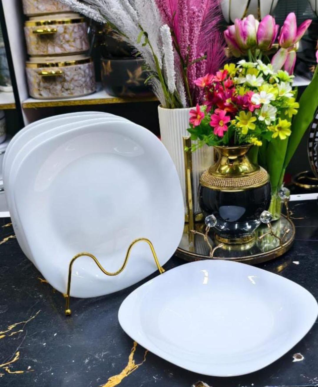 📌Festival Sale📌🥢Ceramic Set Of 6 Heavy Square Dinner Plates- White🥢   Made using unique Vitrelle 3-layer glass technology for extra strength
         Chip and break resistant for extra durabili
🥢