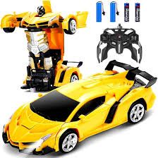 RAVSOOL Remote Control Car Transform Rc Robot Rechargeable 360°Rotating Stunt 1:18 Deformation Racing Car Toy with Cool Sound Light One Button Deformation