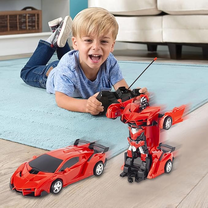 RAVSOOL Remote Control Car Transform Rc Robot Rechargeable 360°Rotating Stunt 1:18 Deformation Racing Car Toy with Cool Sound Light One Button Deformation