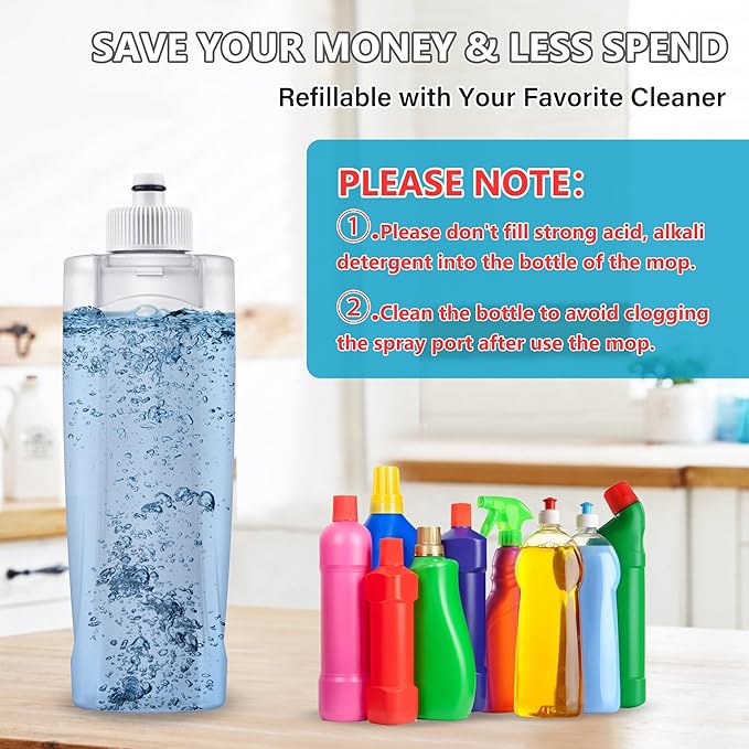 Spray Mop for Floor Cleaning, Microfiber Floor Mop with  Refillable Bottle and  Reusable Washable Pads Dry Wet Spray Mop for Home Kitchen Hardwood Laminate Wood Vinyl Ceramic Tiles Floor