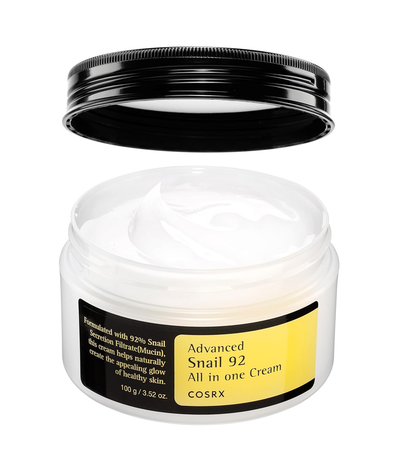 COSRX Snail Mucin 92% Repair Cream, Daily Face Gel Moisturizer for Dry Skin, Acne-prone, Sensitive Skin, Not Tested on Animals, No Parabens, Korean Skincare (3.52 Fl Oz