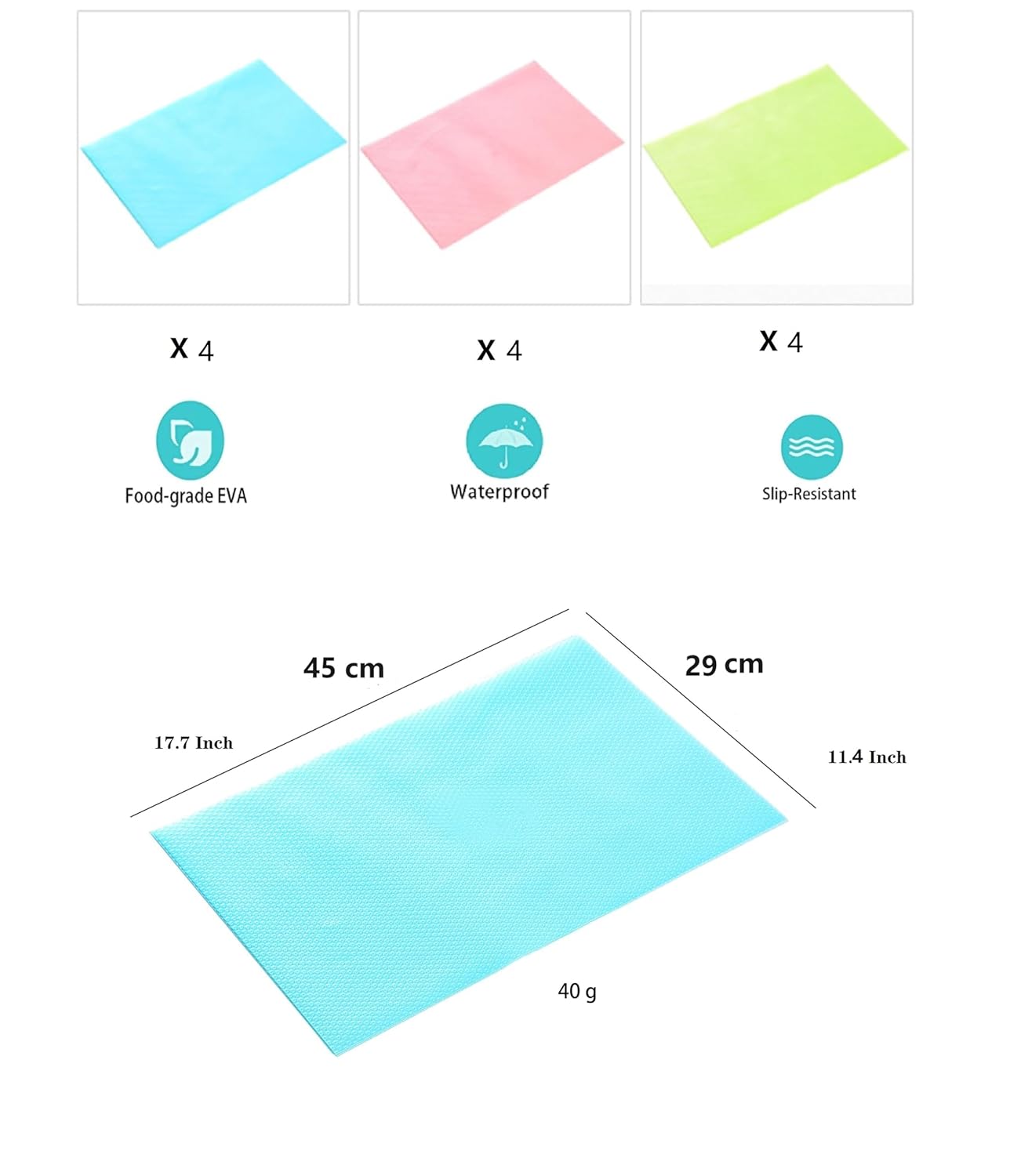 4 Pcs Refrigerator Liners Shelf Liner Refrigerator mats Cabinet Liner Shelf Liners for Kitchen cabinets Refrigerator Shelf Liners for Glass Shelves Plastic Shelf Liner Drawer Liner