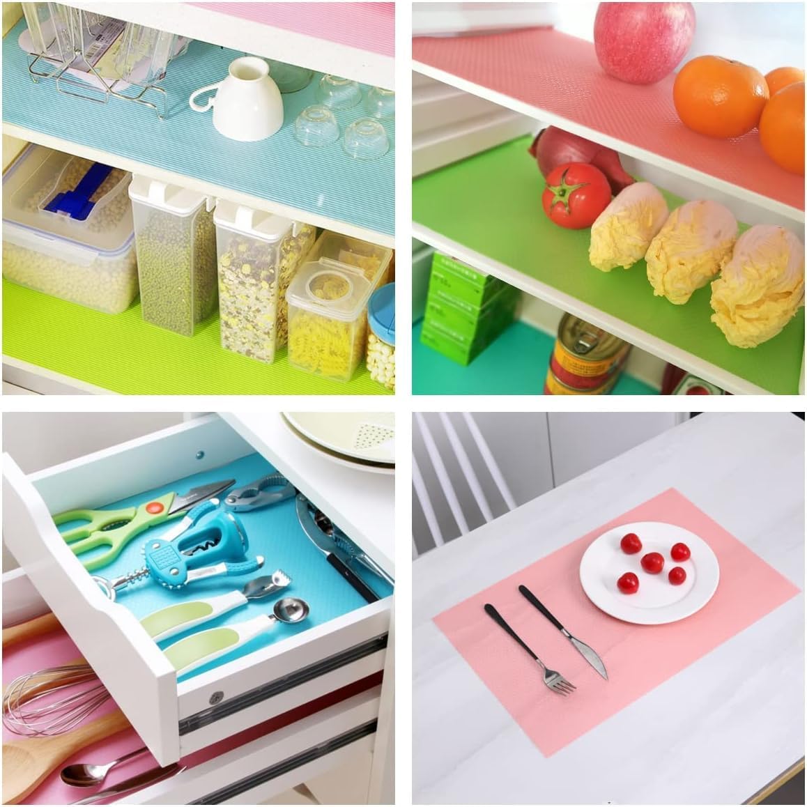 4 Pcs Refrigerator Liners Shelf Liner Refrigerator mats Cabinet Liner Shelf Liners for Kitchen cabinets Refrigerator Shelf Liners for Glass Shelves Plastic Shelf Liner Drawer Liner