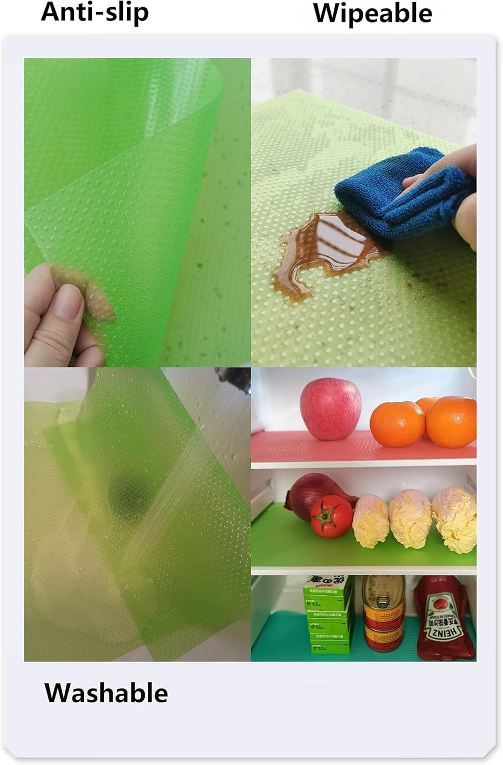 4 Pcs Refrigerator Liners Shelf Liner Refrigerator mats Cabinet Liner Shelf Liners for Kitchen cabinets Refrigerator Shelf Liners for Glass Shelves Plastic Shelf Liner Drawer Liner