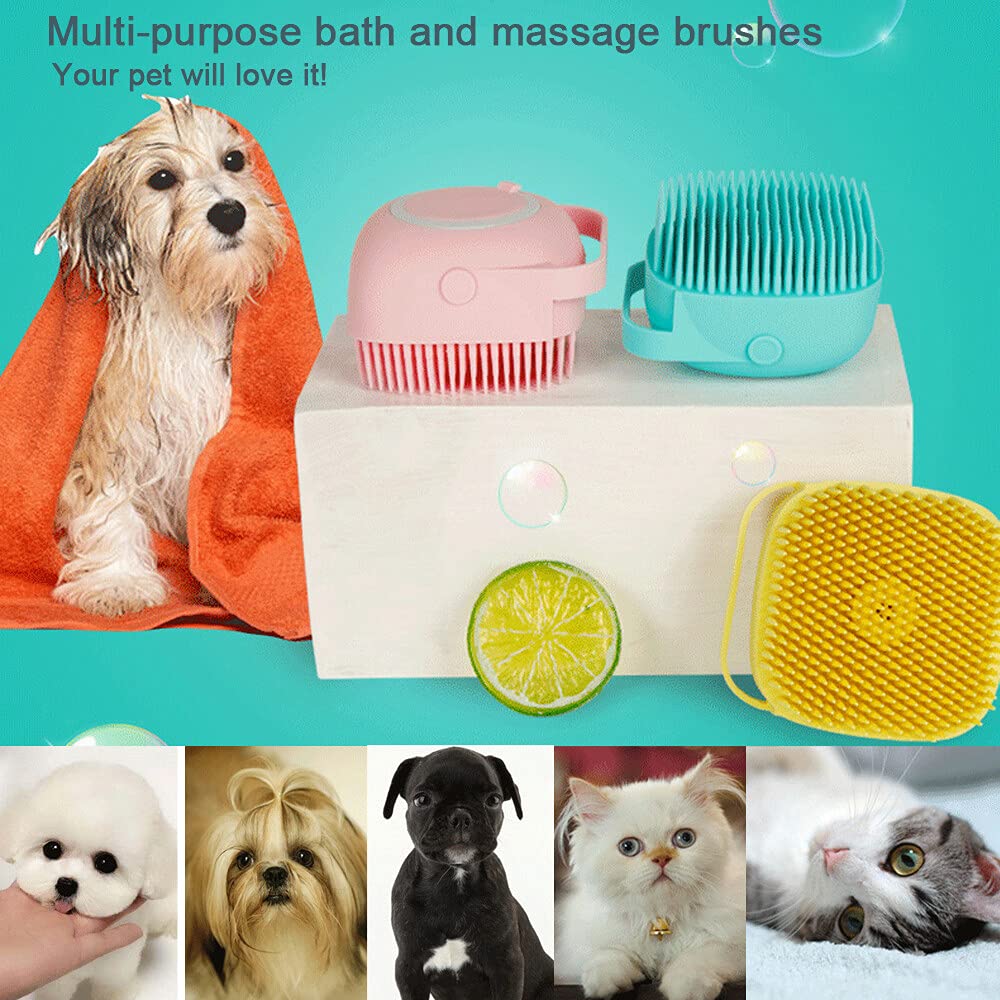 Scrubber for Bath, Pet Grooming Bath Massage Brush with Soap Dispenser for Shower, Silicone Exfoliating Brushes, Soft Body Exfoliator, Bath Loofah for Babies, Kids, Women, Men and Pets