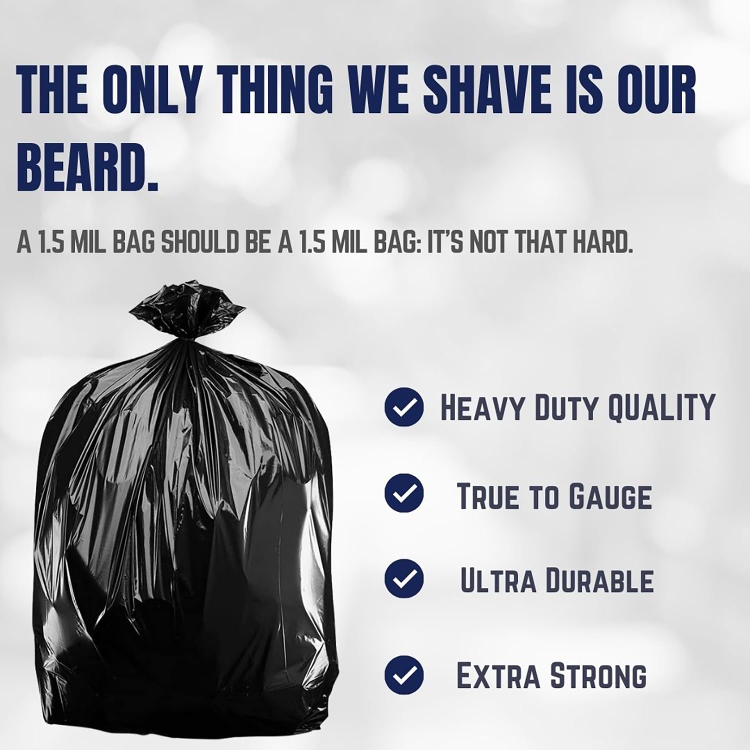 Garbage bagsHeavy Duty  Gallon Trash Bags - (Value 50 Pack) - 1.5 MIL equivalent Industrial Strength Plastic Heavy Duty 55  for 50 Gal Cans -Fits Toter, Rubbermaid Brute, Carlislie Bronco et