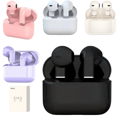 Pro 5s Mini Earbuds Wireless & Bluetooth Headphones Original, Smart Touch Control, Premium Deep Bass for Music, Noise Cancellation, Transparency, Waterproof, Compatible with All Devices.